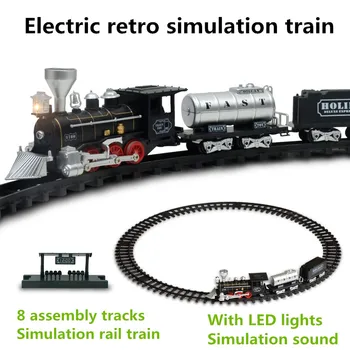 Elektros geležinkelių traukinio Klasikinis bėgių kelio traukinio Imitavimo modelį su Šviesos Vaikai Traukiniu nepriklausomų surinkimo