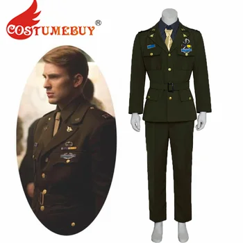 Vyriški Amerikos Armijos Karininkas Karinę Uniformą Kapitonas Steve Rogers Cosplay Kostiumas Helovinas Žalias Kombinezonas Užsakymą