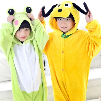 Šilta Pižama Vaikams Gyvūnų Onsies Flanelė Vaikų Sleepwear Yellow Dog pižama Mergaitėms Berniukai Pižamą Cosplay