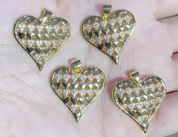 1pcs Mados Micro Asfaltuotas CZ Akmens Papuošalai, Aukso Rainbow Crystal širdies Religinių Žavesio Karoliai Pakabukas Pakabukas