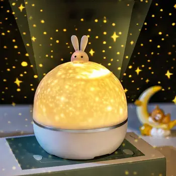 LED Triušių Galaktikos Šviesos Projektorius Naktį Lempa USB Stalas Kambarį Lovos Miegamojo Puošmena Vaikams Dovanų Žaislų, Animacinių filmų Katytė Tamsos
