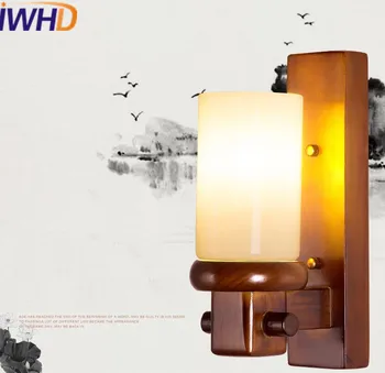 IWHD Medienos Modernios Sienos Šviesos diodų (LED) Mados Stiklo Siena Lempos, Miegamojo Kambarį Laiptai, Apšvietimas Šviestuvai Wandlamp Arandela