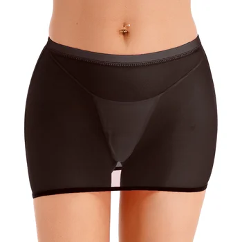 Moterų Sexy Bodycon Mini Sijonas Žr.-per Pieštuku Sijonas Kieta Spalva Mažas Augimas Elastinės Juostos Clubwear Sijonas apatinis Trikotažas naktiniai drabužiai