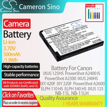 CameronSino Baterija, Canon IXUS 125HS PowerShot A2300 IXY 420F IXUS 125 HS ELPH 110 HS tinka Canon NB-11LH fotoaparato baterijos