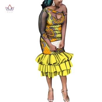 Afrikos heidi bazin Riche Suknelės Moterims, Elegantiškas Bodycon Nereguliarus Rankovėmis Suknelė Office Lady Kratinys Derliaus Afrikos Dėvėti WY8708