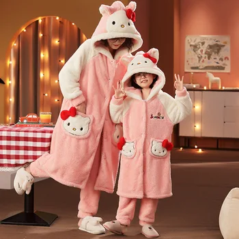 Kawaii Sanrios Pižama Nustatyti Kuromi Anime Pižama Žiemos Sutirštės Pliušinis Mielas Saldus Pliušinis Pižama Šilta Namų Drabužiai