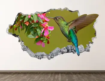 Hummingbird Sienos Lipdukas - Gyvūnų 3D Sutriuškino Sienos Menas, Lipdukas Vaikai Kambario Dekoro Vinilo Namų Plakatas Užsakymą Dovana KD760