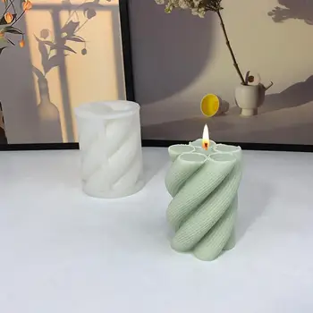 3D Banga Besisukantis Cilindras Silikono Žvakių Liejimo Netaisyklingos Geometrinės Meno Skiltis Gipso Muilo Epoksidinės Dervos Ornamentu Silicio Pelėsis