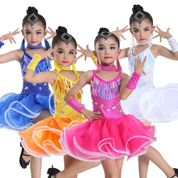 Lotynų šokių sijonas kostiumai vaikams mergaitėms kutas blizgančiais lotynų konkurencijos drabužių šokių drabužius veiklos drabužiai
