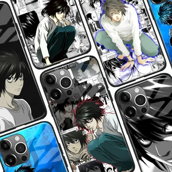 L Death Note Anime Minkšto Silikono Stiklo Telefono dėklas skirtas iPhone 6s Se3 7 8 14 Plius XR X XS 11 12 13 Mini 14 Pro Max
