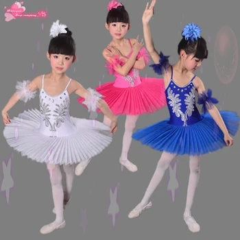 Nauja baleto šokėjai, vaikų praktikuojančių uniformas mergaitės žaisti drabužius, sluoksniuotos tešlos pyragaičių, baltos spalvos sijonas sijonas mažųjų gulbių šokio princesė sijonas