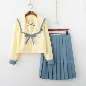 Japonų Anime High School JK Vienodas Sailor Kostiumas Moterims korėjos Studentas Klasės Komplektus Mergaičių marškinėliai Klostuotas Sijonas Cosplay Kostiumas
