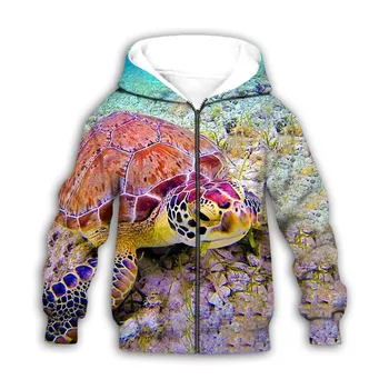 Sea turtle 3d atspausdintas Hoodies šeimos kostiumą, marškinėlius užtrauktukas Megztinis, Vaikams, Kombinezonas Palaidinukė Tracksuit/Šortai 07