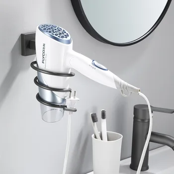 Tualetas plaukų džiovintuvas rack rack vonios erdvė aliuminio plaukų džiovintuvas vamzdis vonios kambarys pakabukas nemokamai skylių