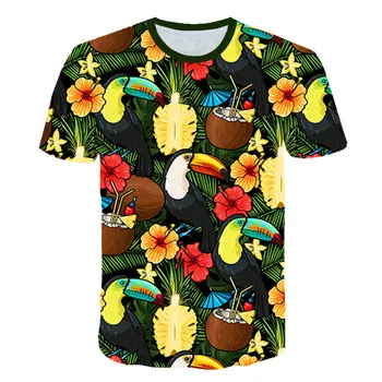 2021 Naujas Vasaros Gėlių Marškinėliai Vyrams/Moterims Seksualus Marškinėlius Havajų Streetwear Lapų 3d Print T-shirt Cool Mens Drabužių Atsitiktinis Viršūnės