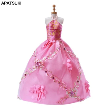 Mados Pink Gėlių Suknelės Barbie Lėlės Vestuves Suknelė Šokių Kostiumas Už 1/6 BJD Doll Aksesuarų Vaikams 