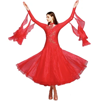 raudonos spalvos sportinių šokių konkursas suknelės standartinių šokių suknelė socialinės suknelės sportinių šokių drabužiai valsas suknelė šokių drabužiai