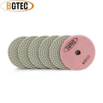BGTEC 4inch 6pcs #1500 Profesinės šlapias diamond lankstus poliravimo šluostės 100mm granito, marmuro, keramikos šlifavimo diskas