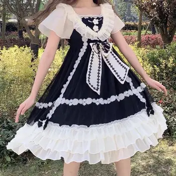 Gotikos Hanayome Lolita Dark Stilius Princesė Stiliaus Suknelė Arbata Šalis Suknelė Kawaii Derliaus Saldus Juoda Suknelė