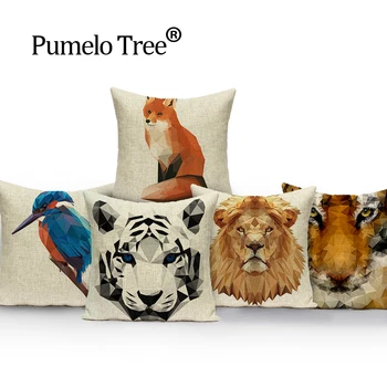 Tigras gyvūnų mesti pagalvės spalvinga 45*45 dekoratyvinės pagalvėlės Aukštos Kokybės padengti pagalvėlė liūtas, vilkas namų dekoratyvinės pagalvėlės