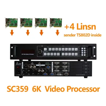 4pcs linsn ts802d siųsti kortelės linsn ir led ekranas vaizdo quad procesorius sc359 6k multi window vaizdo splicer led rgb ekrano